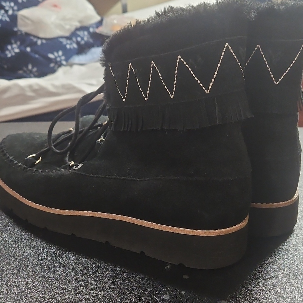 Jack Rogers Women's 9.5M Vera Suede Lace Up Fur Lined Waterproof Moc Boots - Picture 3 of 10